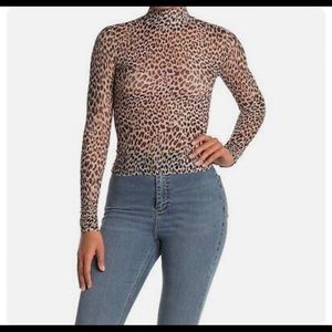 Love Fire Sheer Leopard Print Long Sleeve Top (XS)